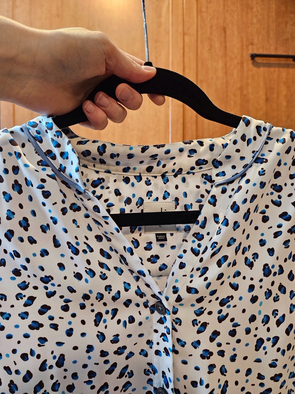 CAbi Sleeveless White Tunic with Navy Spot Print - Picture 2 of 3